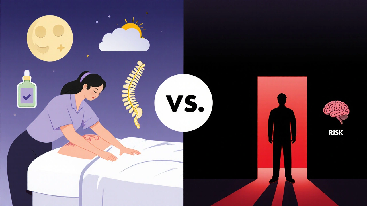 Contrast tussen professionele ontspanningsmassage en onveilige erotische massage.