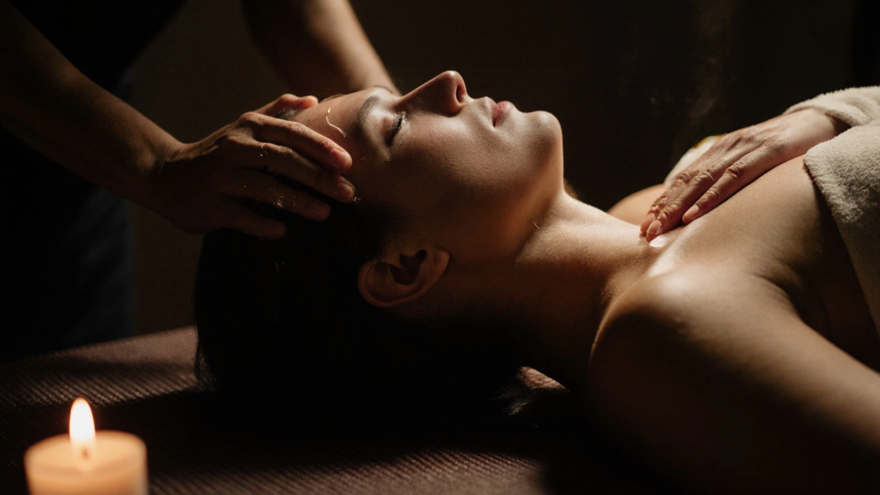 Een persoon met tranen op de wang, rustend op een matras, met een therapeut die zacht op hun rug rust.