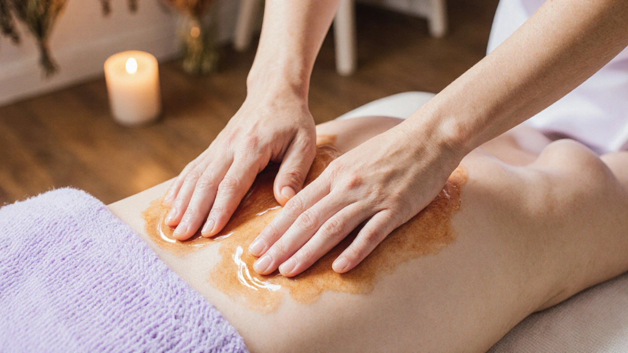 Therapeut voert zachte bewegingen uit op de rug tijdens een ontspanningsmassage.