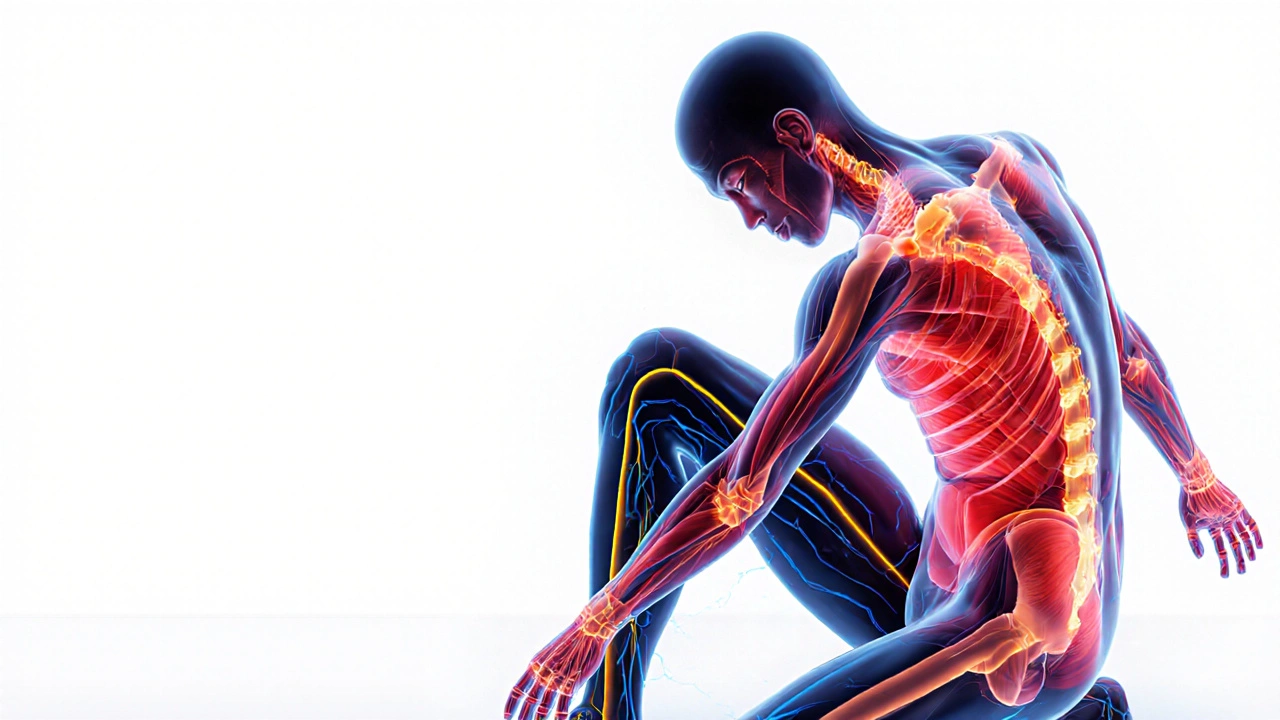 Transparante weergave van bloedcirculatie en afvalstoffenverwijdering in spieren tijdens sportmassage.