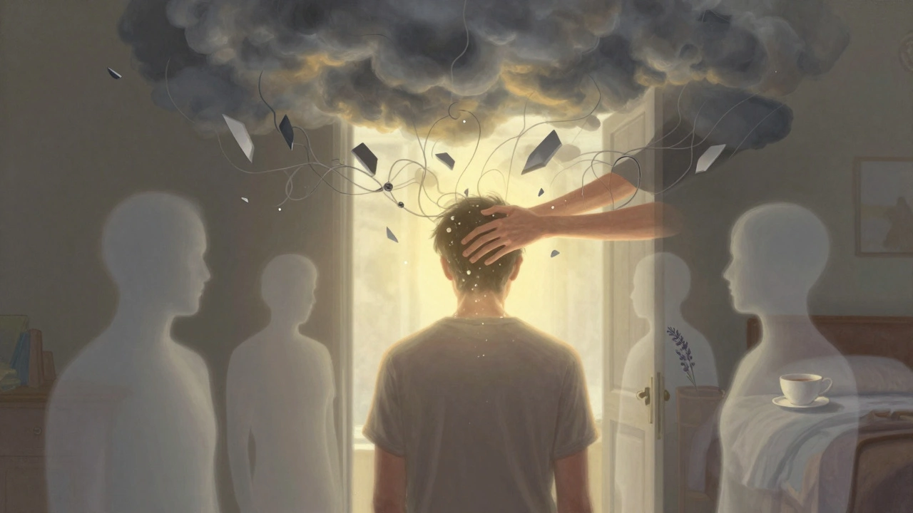 Symbolische afbeelding van stress die oplost in gouden licht tijdens een ontspannende massage.